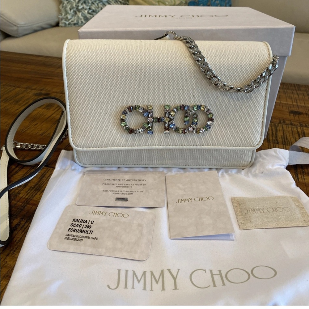 Jimmy Choo Beige Crossbody Bag with Chain Strap